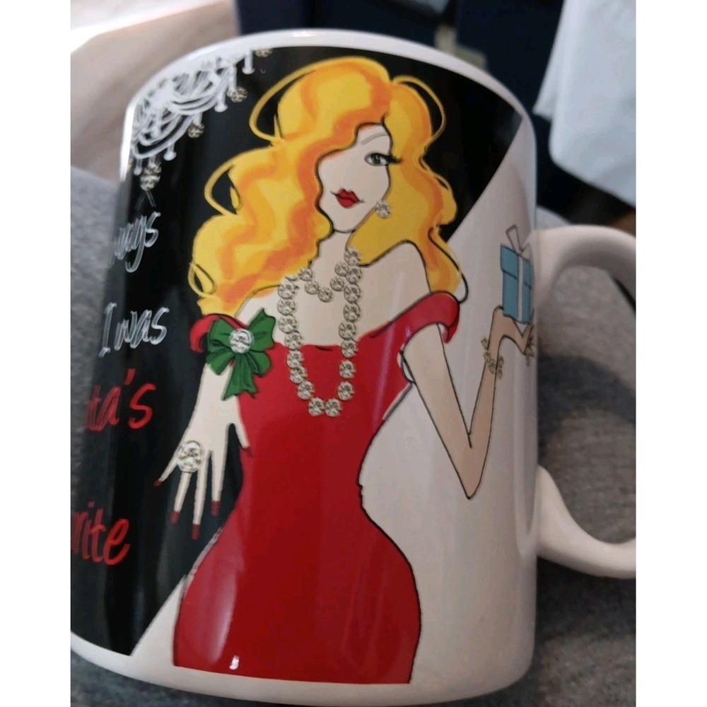 Coffee Cup I Always Knew I was Santa's Favorite Oversized Mug Christmas EUC